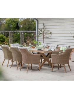 Bramblecrest Fairford 8-Seater Rectangular Garden Dining Table & Chair Set, Walnut - view 2, Walnut