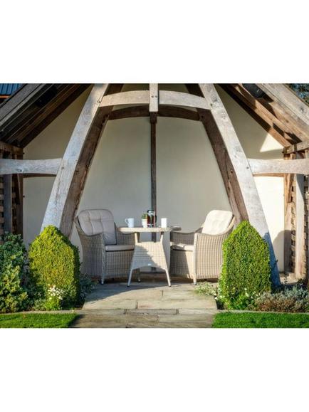 Bramblecrest Monterey Woven 2-Seater Round Garden Bistro Table & Chair Set, Sandstone - view 2, Sandstone