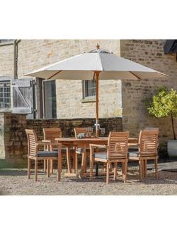 Bramblecrest Richmond 6-Seater Teak Wood Oval Garden Dining Table & Chairs Set, Natural - view 2, Teak