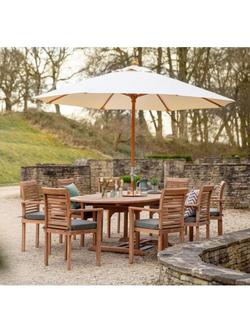 Bramblecrest Richmond 8-Seater Teak Wood Oval Garden Dining Table & Chairs Set, Natural - view 2, Teak