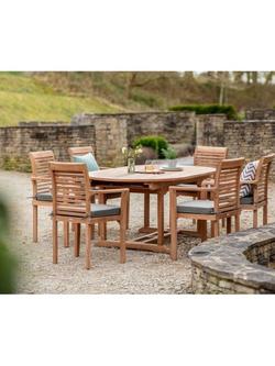 Bramblecrest Richmond 8-Seater Teak Wood Oval Garden Dining Table & Chairs Set, Natural, Teak