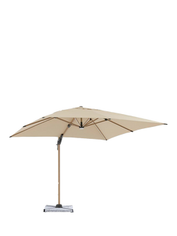 Bramblecrest Truro LED Freestanding Cantilever Parasol & Base, 3m, Wood-Effect/Sand, Sand