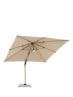 Bramblecrest Truro LED Freestanding Cantilever Parasol & Base, 3m, Wood-Effect/Sand - view 2, Sand