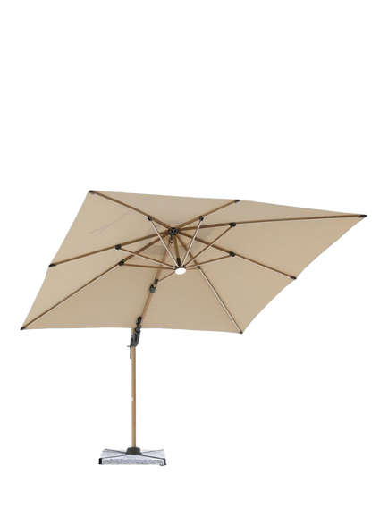 Bramblecrest Truro LED Freestanding Cantilever Parasol & Base, 3m, Grey - view 2, Wood/Sand