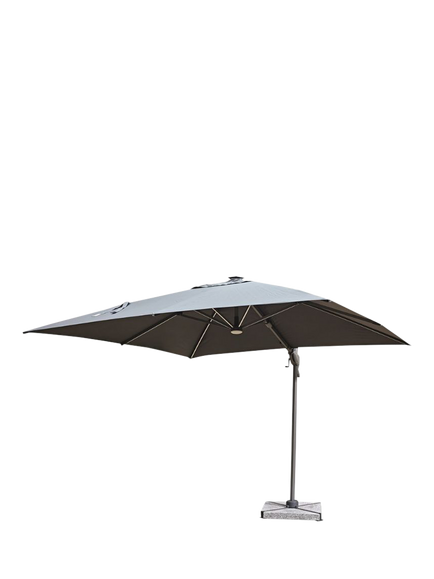 Bramblecrest Truro LED Freestanding Cantilever Parasol & Base, 3m, Grey, Grey