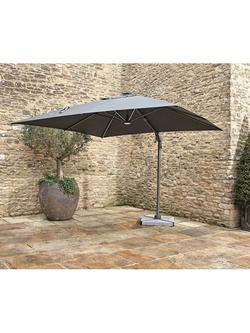 Bramblecrest Truro LED Freestanding Cantilever Parasol & Base, 3m, Grey - view 2, Grey
