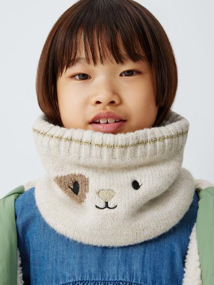 John Lewis Kids' Bear Snood, White, White