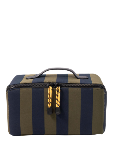 Caroline Gardner Striped Wash Bag, Charcoal/Navy, Charcoal/Navy