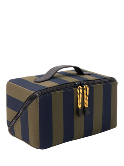 Caroline Gardner Striped Wash Bag, Charcoal/Navy - view 2, Charcoal/Navy