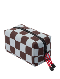 Caroline Gardner Check Grooming Bag, Wine/Blue, Wine/Blue