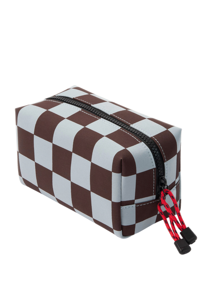 Caroline Gardner Check Grooming Bag, Wine/Blue, Wine/Blue