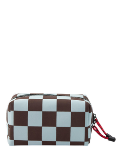 Caroline Gardner Check Grooming Bag, Wine/Blue - view 2, Wine/Blue