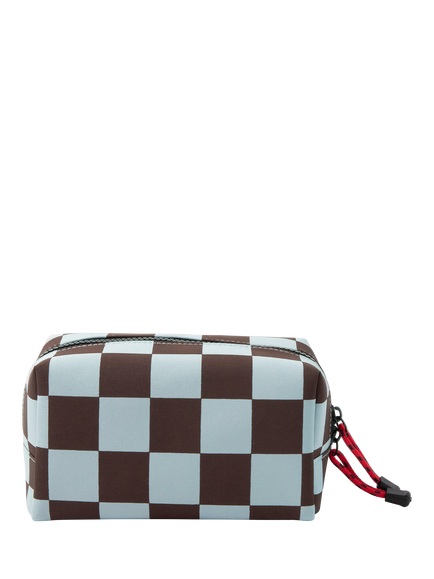 Caroline Gardner Check Grooming Bag, Wine/Blue - view 2, Wine/Blue