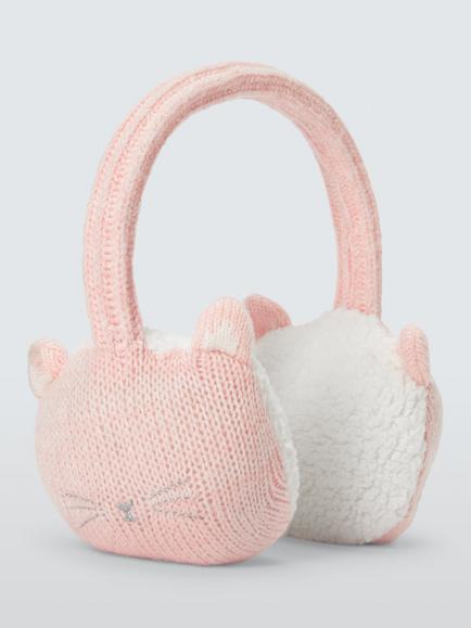 John Lewis Kids' Cat Earmuffs, Pink - view 2, Pink
