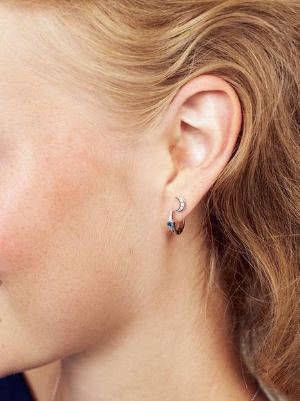 Sif Jakobs Jewellery Sarzana Uno Creolo Hoop Earrings - view 2, Silver/Blue