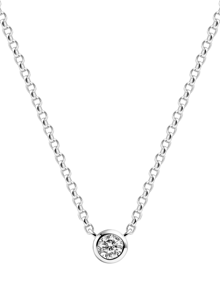 Sif Jakobs Jewellery Round Cut Cubic Zirconia Necklace, Silver/Blue