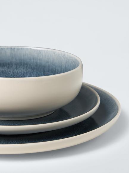 John Lewis Tide Reactive Glaze Stoneware Dinnerware Set, 12 Piece, Blue - view 2, Blue