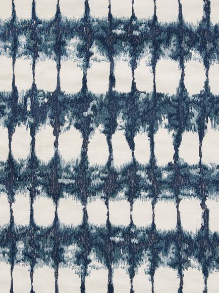 John Lewis Aina Embroidered Ikat Fabric, Blue, Blue