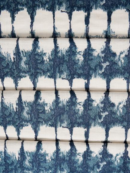 John Lewis Aina Embroidered Ikat Fabric, Blue - view 2, Blue