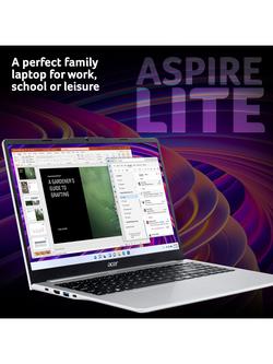 Acer Aspire Lite 15 Laptop, AMD Ryzen 3 Processor, 8GB RAM, 256GB SSD, 15.6” Full HD, Silver - view 2, Silver