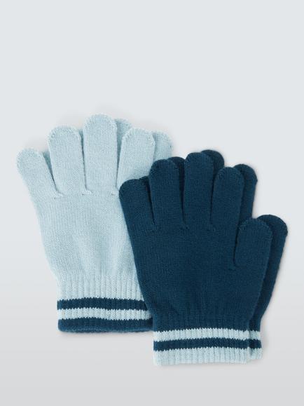 John Lewis Kids' Knit Gloves, Pack of 2, Blue, Blue
