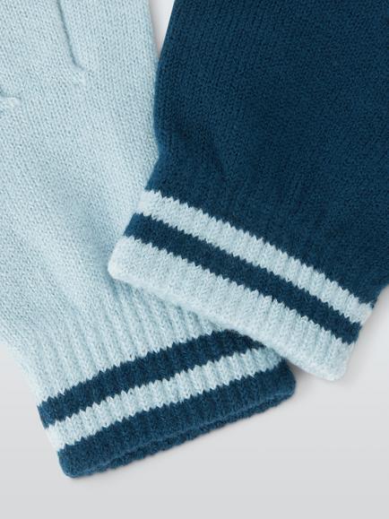 John Lewis Kids' Knit Gloves, Pack of 2, Blue - view 2, Blue