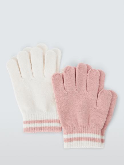 John Lewis Kids' Knit Gloves, Pack of 2, Pink, Pink