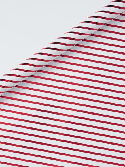 John Lewis Candy Cane Foiled Wrapping Paper, L4m, White Red Stripe