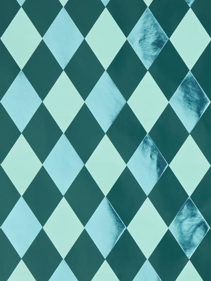 John Lewis Foiled Diamonds Wrapping Paper, L4m - view 2, Green