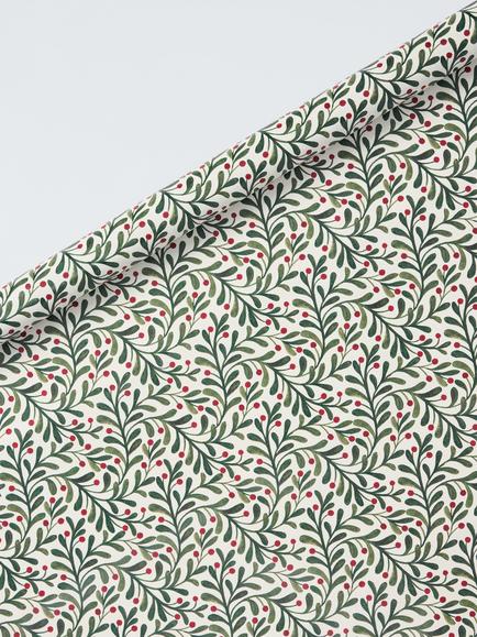 John Lewis Mistletoe Wrapping Paper, L4m, Cream