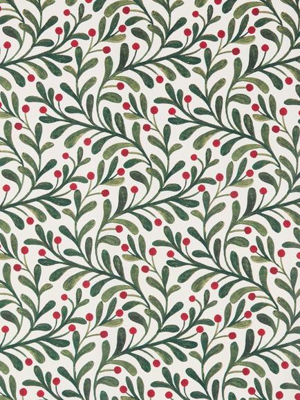 John Lewis Mistletoe Wrapping Paper, L4m - view 2, Cream