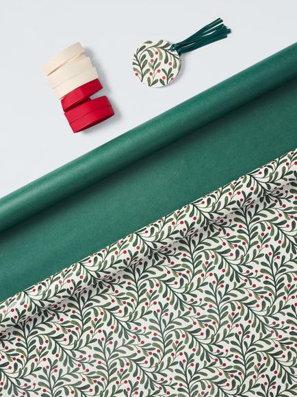 John Lewis Mistletoe Wrapping Paper Kit, L6m, Multi Colour