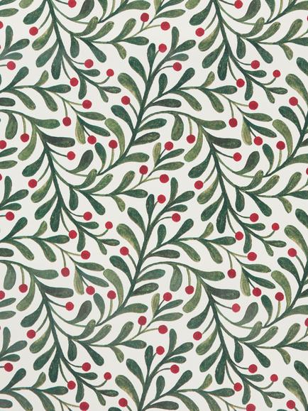 John Lewis Mistletoe Wrapping Paper Kit, L6m - view 2, Multi Colour