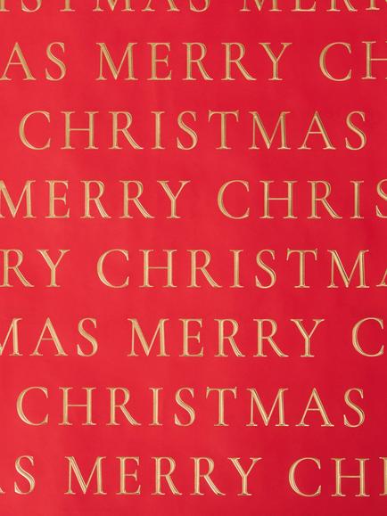 John Lewis Merry Christmas Foiled Wrapping Paper, L4m, Red - view 2, Red