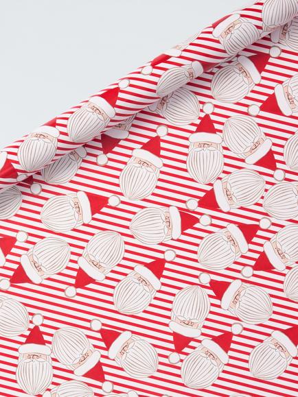 John Lewis Santa Heads Extra Wide Wrapping Paper, L8m, Red