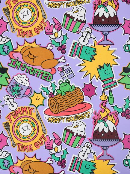 John Lewis Scotty Gillespie Christmas Icons Wrapping Paper, L4m - view 2, Multi Colour