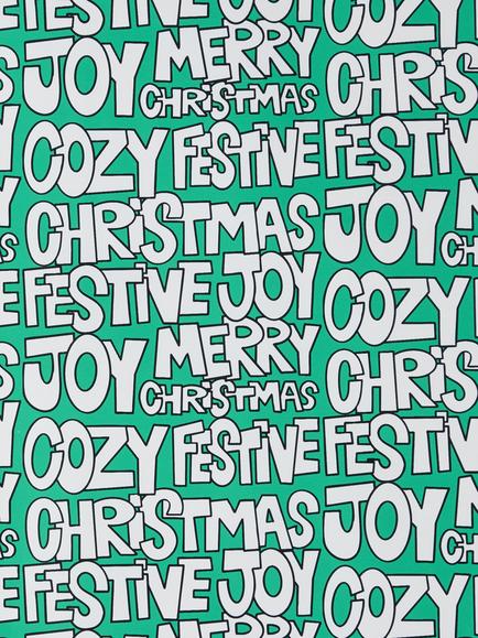 John Lewis Scotty Gillespie Christmas Text Wrapping Paper, L4m - view 2, Green