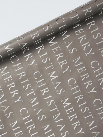John Lewis Merry Christmas Foiled Wrapping Paper, L4m, Grey/Silver, Natural