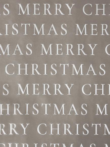 John Lewis Merry Christmas Foiled Wrapping Paper, L4m, Grey/Silver - view 2, Natural