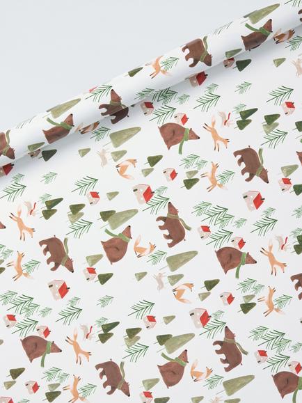 John Lewis Woodland Extra Wide Wrapping Paper, L8m, White