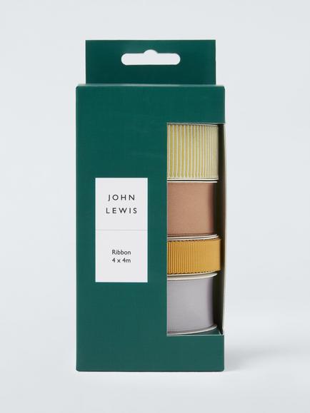 John Lewis Luxury Gift Ribbon, 4x L4m, Gold Mix, Gold