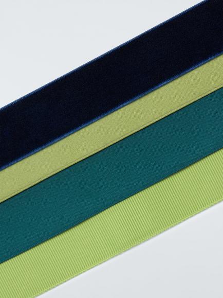 John Lewis Luxury Gift Ribbon, 4x L4m, Navy/Green Mix - view 2, Multi Colour