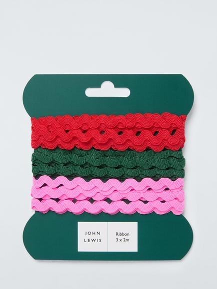 John Lewis Ric Rac Ribbon, 3x L2m, Multi, Multi Colour