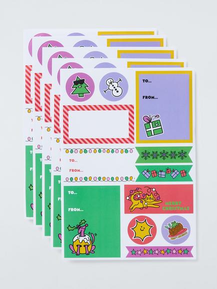 John Lewis Scotty Gillespie Christmas Enthusiast Sticker Sheet, Pack of 5 - view 2, Multi Colour