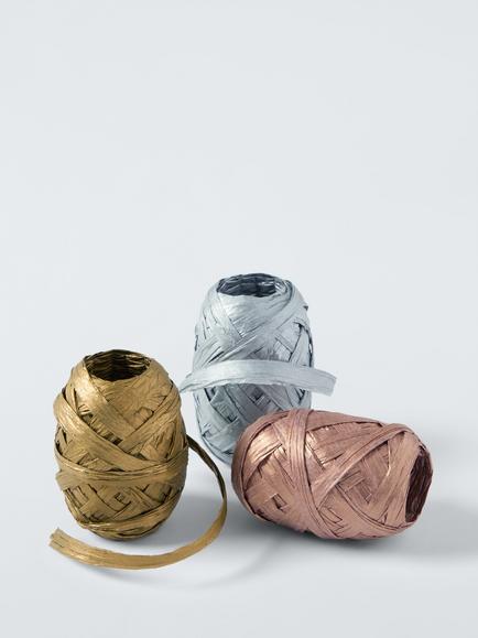 John Lewis Gift Ribbon and Bow Set, Metallics - view 2, Gold