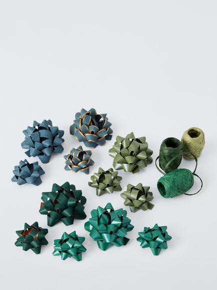 John Lewis Gift Ribbon and Bow Set, Green, Bright Green