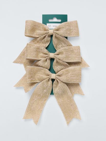 John Lewis Hessian Ribbon Gift Bow, Pack of 3, Multi Colour