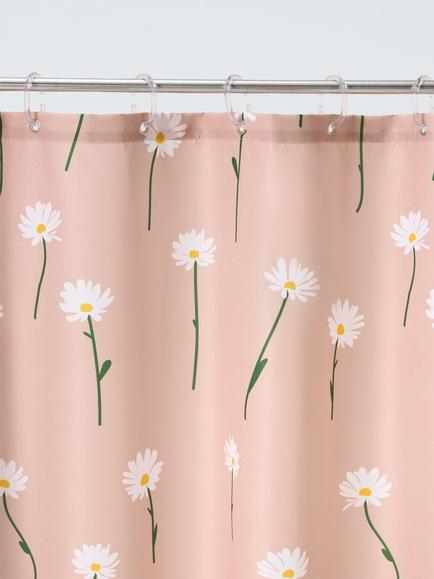 John Lewis Scattered Daisies Recycled Polyester Shower Curtain, Pink - view 2, Pink