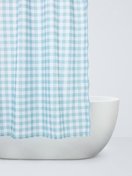 John Lewis Gingham Shower Curtain, Blue/White