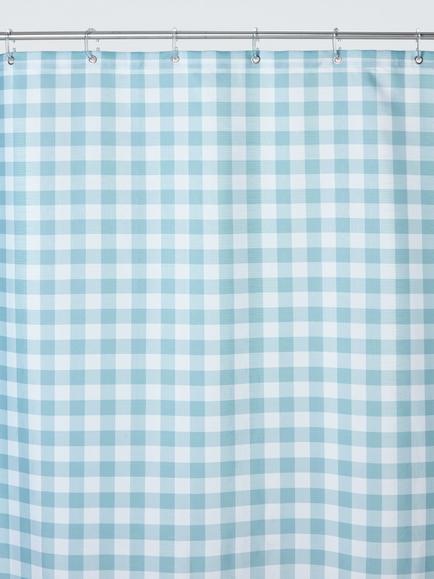 John Lewis Gingham Shower Curtain - view 2, Blue/White